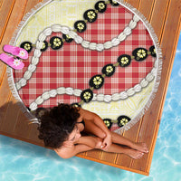 Red Palaka Hawaii Beach Blanket Kukui Nut Pikake Lei Hawaiian Tapa Pattern - Polynesian Pride