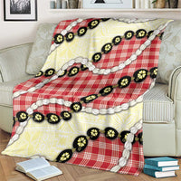 Red Palaka Hawaii Blanket Kukui Nut Pikake Lei Hawaiian Tapa Pattern - Polynesian Pride