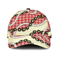 Red Palaka Hawaii Classic Cap Kukui Nut Pikake Lei Hawaiian Tapa Pattern LT14 Universal Fit Red - Polynesian Pride
