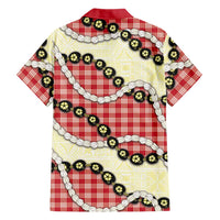 Red Palaka Hawaii Family Matching Mermaid Dress and Hawaiian Shirt Kukui Nut Pikake Lei Hawaiian Tapa Pattern - Polynesian Pride