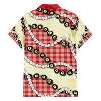 Red Palaka Hawaii Family Matching Summer Maxi Dress and Hawaiian Shirt Kukui Nut Pikake Lei Hawaiian Tapa Pattern LT14 - Polynesian Pride
