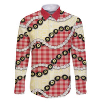 Red Palaka Hawaii Family Matching Summer Maxi Dress and Hawaiian Shirt Kukui Nut Pikake Lei Hawaiian Tapa Pattern LT14 Dad's Shirt - Long Sleeve Red - Polynesian Pride