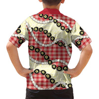 Red Palaka Hawaii Family Matching Tank Maxi Dress and Hawaiian Shirt Kukui Nut Pikake Lei Hawaiian Tapa Pattern - Polynesian Pride