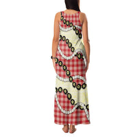 Red Palaka Hawaii Family Matching Tank Maxi Dress and Hawaiian Shirt Kukui Nut Pikake Lei Hawaiian Tapa Pattern - Polynesian Pride