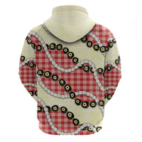 Red Palaka Hawaii Hoodie Kukui Nut Pikake Lei Hawaiian Tapa Pattern - Polynesian Pride