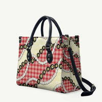 Red Palaka Hawaii Leather Bag Kukui Nut Pikake Lei Hawaiian Tapa Pattern - Polynesian Pride