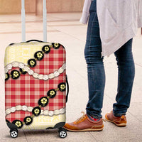 Red Palaka Hawaii Luggage Cover Kukui Nut Pikake Lei Hawaiian Tapa Pattern - Polynesian Pride