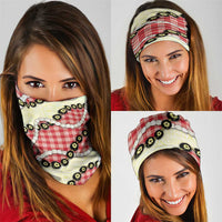 Red Palaka Hawaii Neck Gaiter Kukui Nut Pikake Lei Hawaiian Tapa Pattern - Polynesian Pride