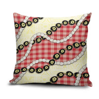 Red Palaka Hawaii Pillow Cover Kukui Nut Pikake Lei Hawaiian Tapa Pattern - Polynesian Pride