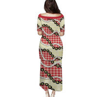 Red Palaka Hawaii Puletasi Kukui Nut Pikake Lei Hawaiian Tapa Pattern - Polynesian Pride