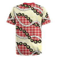 Red Palaka Hawaii Rugby Jersey Kukui Nut Pikake Lei Hawaiian Tapa Pattern LT14 - Polynesian Pride