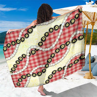 Red Palaka Hawaii Sarong Kukui Nut Pikake Lei Hawaiian Tapa Pattern - Polynesian Pride