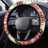 Red Palaka Hawaii Steering Wheel Cover Kukui Nut Pikake Lei Hawaiian Tapa Pattern - Polynesian Pride