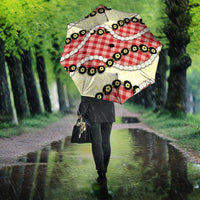 Red Palaka Hawaii Umbrella Kukui Nut Pikake Lei Hawaiian Tapa Pattern - Polynesian Pride