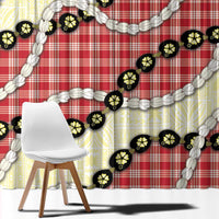 Red Palaka Hawaii Window Curtain Kukui Nut Pikake Lei Hawaiian Tapa Pattern - Polynesian Pride