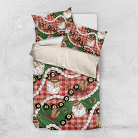 Cowboy Hawaii Mele Kalikimaka Bedding Set Paniolo Kukui Nut Pikake Lei Red Version - Polynesian Pride