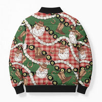 Cowboy Hawaii Mele Kalikimaka Bomber Puffer Jacket Paniolo Kukui Nut Pikake Lei Red Version - Polynesian Pride