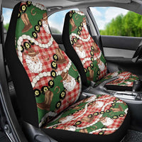 Cowboy Hawaii Mele Kalikimaka Car Seat Cover Paniolo Kukui Nut Pikake Lei Red Version - Polynesian Pride