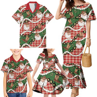Cowboy Hawaii Mele Kalikimaka Family Matching Mermaid Dress and Hawaiian Shirt Paniolo Kukui Nut Pikake Lei Red Version - Polynesian Pride