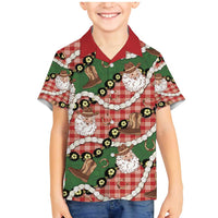 Cowboy Hawaii Mele Kalikimaka Family Matching Mermaid Dress and Hawaiian Shirt Paniolo Kukui Nut Pikake Lei Red Version - Polynesian Pride