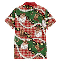 Cowboy Hawaii Mele Kalikimaka Family Matching Off The Shoulder Long Sleeve Dress and Hawaiian Shirt Paniolo Kukui Nut Pikake Lei Red Version LT14 - Polynesian Pride