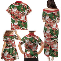 Cowboy Hawaii Mele Kalikimaka Family Matching Puletasi and Hawaiian Shirt Paniolo Kukui Nut Pikake Lei Red Version - Polynesian Pride