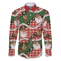 Cowboy Hawaii Mele Kalikimaka Family Matching Short Sleeve Bodycon Dress and Hawaiian Shirt Paniolo Kukui Nut Pikake Lei Red Version LT14 Dad's Shirt - Long Sleeve Red - Polynesian Pride