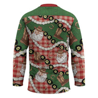 Cowboy Hawaii Mele Kalikimaka Hockey Jersey Paniolo Kukui Nut Pikake Lei Red Version - Polynesian Pride
