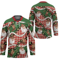 Cowboy Hawaii Mele Kalikimaka Hockey Jersey Paniolo Kukui Nut Pikake Lei Red Version - Polynesian Pride