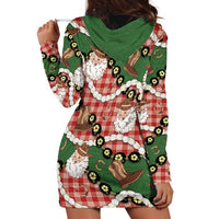 Cowboy Hawaii Mele Kalikimaka Hoodie Dress Paniolo Kukui Nut Pikake Lei Red Version - Polynesian Pride