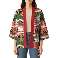 Cowboy Hawaii Mele Kalikimaka Kimono Paniolo Kukui Nut Pikake Lei Red Version - Polynesian Pride