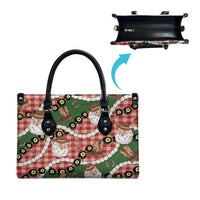 Cowboy Hawaii Mele Kalikimaka Leather Bag Paniolo Kukui Nut Pikake Lei Red Version - Polynesian Pride