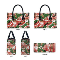 Cowboy Hawaii Mele Kalikimaka Leather Bag Paniolo Kukui Nut Pikake Lei Red Version - Polynesian Pride