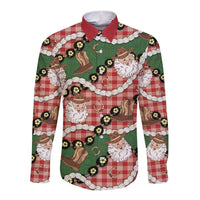 Cowboy Hawaii Mele Kalikimaka Long Sleeve Button Shirt Paniolo Kukui Nut Pikake Lei Red Version - Polynesian Pride