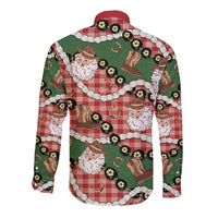 Cowboy Hawaii Mele Kalikimaka Long Sleeve Button Shirt Paniolo Kukui Nut Pikake Lei Red Version - Polynesian Pride