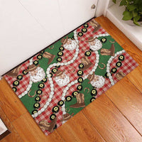 Cowboy Hawaii Mele Kalikimaka Rubber Doormat Paniolo Kukui Nut Pikake Lei Red Version - Polynesian Pride