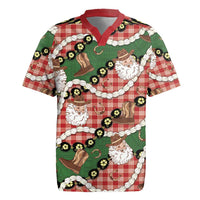 Cowboy Hawaii Mele Kalikimaka Rugby Jersey Paniolo Kukui Nut Pikake Lei Red Version - Polynesian Pride