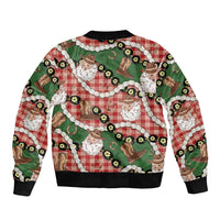 Cowboy Hawaii Mele Kalikimaka Sleeve Zip Bomber Jacket Paniolo Kukui Nut Pikake Lei Red Version - Polynesian Pride