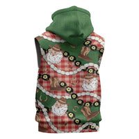 Cowboy Hawaii Mele Kalikimaka Sleeveless Hoodie Paniolo Kukui Nut Pikake Lei Red Version - Polynesian Pride