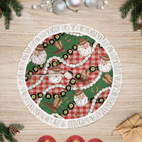 Cowboy Hawaii Mele Kalikimaka Tree Skirt Paniolo Kukui Nut Pikake Lei Red Version - Polynesian Pride