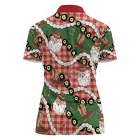 Cowboy Hawaii Mele Kalikimaka Women Polo Shirt Paniolo Kukui Nut Pikake Lei Red Version LT14 - Polynesian Pride