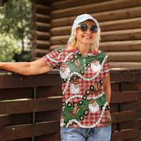 Cowboy Hawaii Mele Kalikimaka Women Polo Shirt Paniolo Kukui Nut Pikake Lei Red Version LT14 - Polynesian Pride