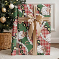 Cowboy Hawaii Mele Kalikimaka Wrapping Paper Paniolo Kukui Nut Pikake Lei Red Version - Polynesian Pride