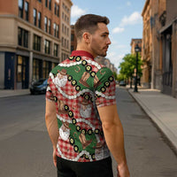 Cowboy Hawaii Mele Kalikimaka Zipper Polo Shirt Paniolo Kukui Nut Pikake Lei Red Version LT14 - Polynesian Pride