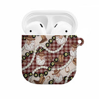 Cowboy Hawaii Mele Kalikimaka AirPods Case Paniolo Kukui Nut Pikake Lei Burgundy Version - Polynesian Pride