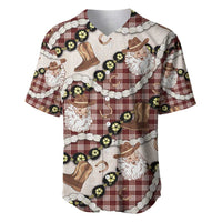 Cowboy Hawaii Mele Kalikimaka Baseball Jersey Paniolo Kukui Nut Pikake Lei Burgundy Version - Polynesian Pride