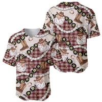 Cowboy Hawaii Mele Kalikimaka Baseball Jersey Paniolo Kukui Nut Pikake Lei Burgundy Version - Polynesian Pride