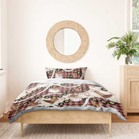 Cowboy Hawaii Mele Kalikimaka Bedding Set Paniolo Kukui Nut Pikake Lei Burgundy Version - Polynesian Pride