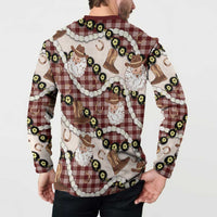 Cowboy Hawaii Mele Kalikimaka Button Sweatshirt Paniolo Kukui Nut Pikake Lei Burgundy Version - Polynesian Pride