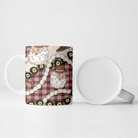 Cowboy Hawaii Mele Kalikimaka Ceramic Mug Paniolo Kukui Nut Pikake Lei Burgundy Version - Polynesian Pride